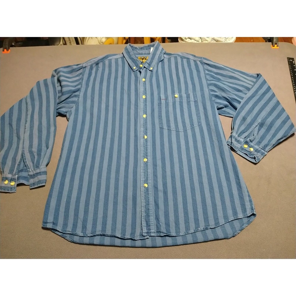 Cargo Clothing Concept Shirt Men XL Blue Stripe Button Up‎ Long Sleeve Casual